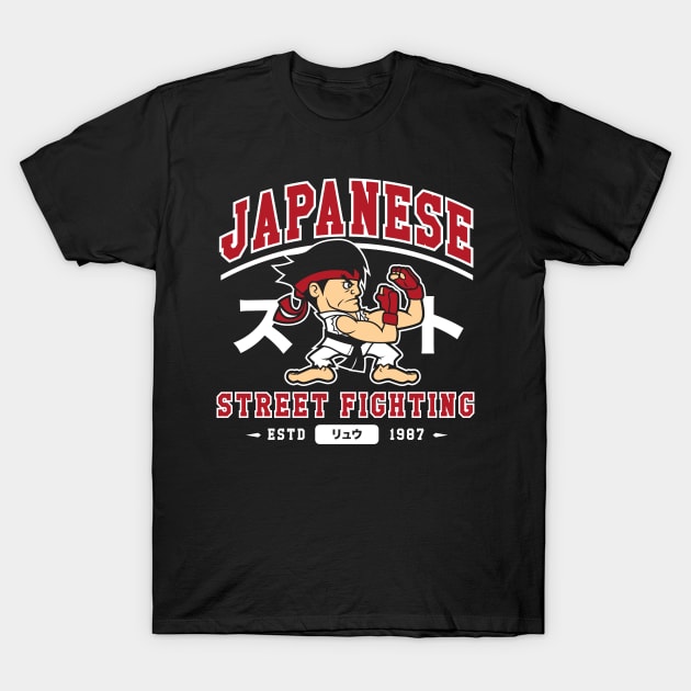 Japanese Street Fighting - Retro Video Game - College T-Shirt by Nemons